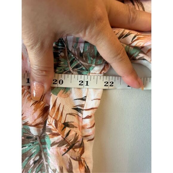 J. Jill Love Linen Palm Leaf Print Linen Blouse Sz S oversized Tropical Beach Bo - Picture 6 of 7
